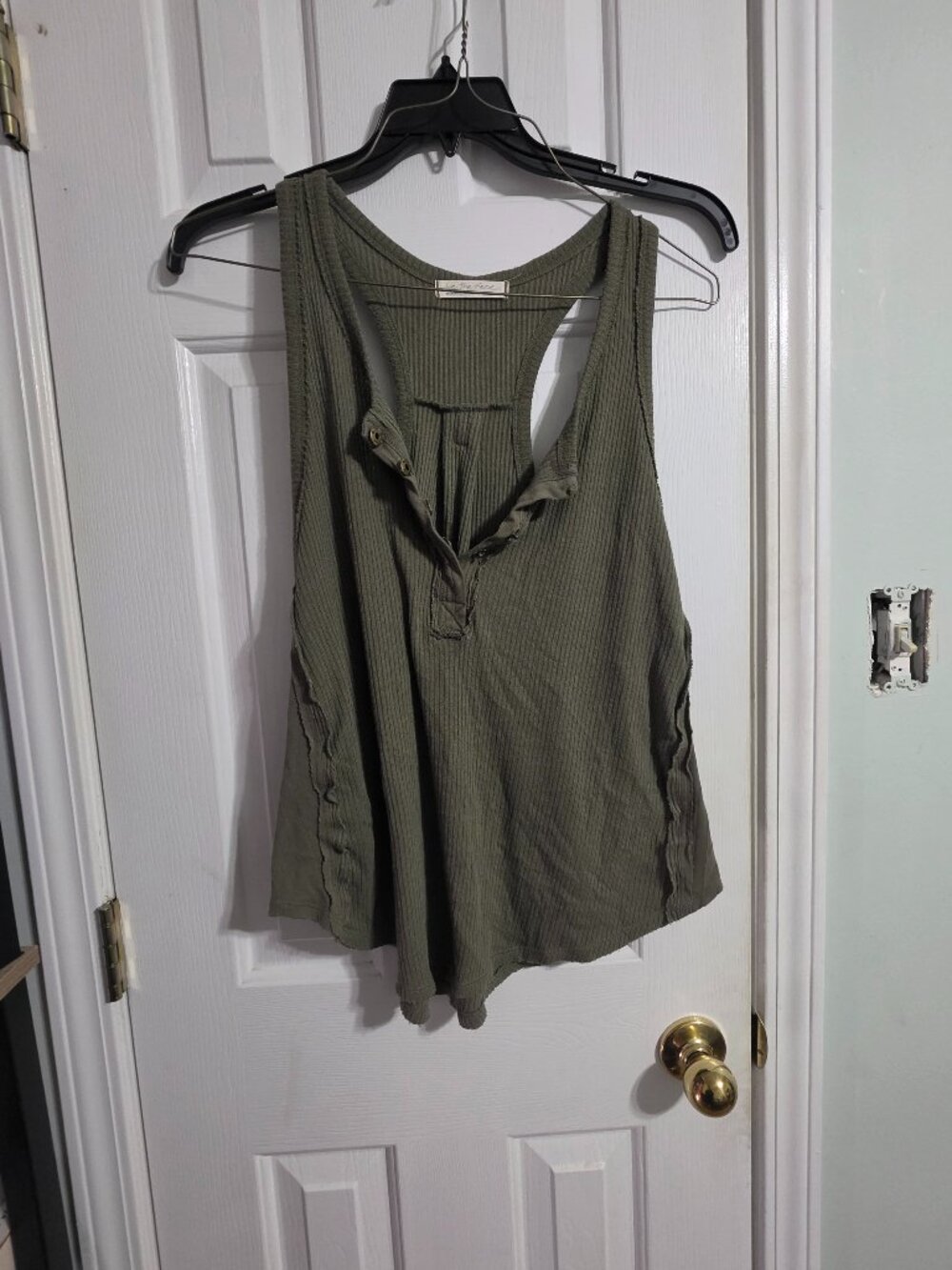 Free People Army Green Henley It's Me Tank.